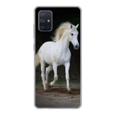 Produktbild von MuchoWow® Handyhülle Schutzhülle Hülle für Samsung Galaxy A71 Pferde - Sand - Dunkel Silikon Softcase Handy Hülle - Kartenbesitzer
