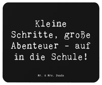 Produktbild von Mr. & Mrs. Panda Mouse Pad Spruch Schulanfang Abenteuer - Schwarz - Geschenk, Schulbeginn, Mauspad, erster Schultag, Mutmacher, laptop, Zuversicht, Vertrauem, pc, Trost