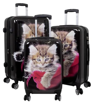 Produktbild von Hartschalen Reise Kofferset Trolleyset mit Dehnfalte (Gr. L+XL) und Motiv Kätzchen - Gr. M, L und XL