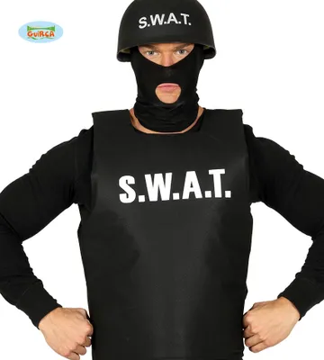 Produktbild von Swat Kostüm Weste Polizei Taktisch Schwarz Einsatz, Farbe: Schwarz
