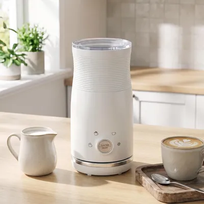 Obrázek produktu pro SONGMICS Elektrický pěnový mlékař 4 v 1, automatický, objem 300 ml, rozměry 10,5 x 10,5 x 20,3 cm, barva: mléčná bílá