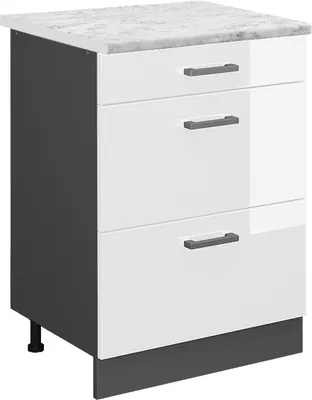 Obrázek produktu pro Spodní skříňka kuchyňské linky Vicco R-Line Bílá vysoký lesk 60 cm PD Mramor, Model 46876