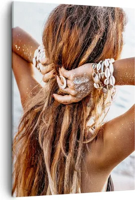 Produktbild von Bild auf Leinwand - Leinwandbild - Einteilig - Haare Frau Strand - 50x70cm - Wand Bild - Wanddeko - Wandbilder - Leinwanddruck - Kunstdruck - Wanddekoration - Leinwand bilder - Wandbild - PA50x70-4613