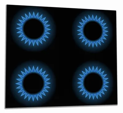 Produktbild von Wallario Herdabdeckplatte aus Glas, Größe 60 x 52 cm 1-teilig, Motiv Flammen - Gasherd bei Nacht