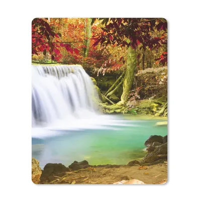 Produktbild von MuchoWow® Mauspad Mousepad Herbst - Wasserfall - Natur 19x23 cm - Mousepads - Maus Mat - Pad - Mausunterlage - Mauspads - Spielen