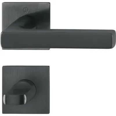Produktbild von HOPPE Drückergarnitur DALLAS auf Flachrosetten WC, Edelstahl schwarz matt