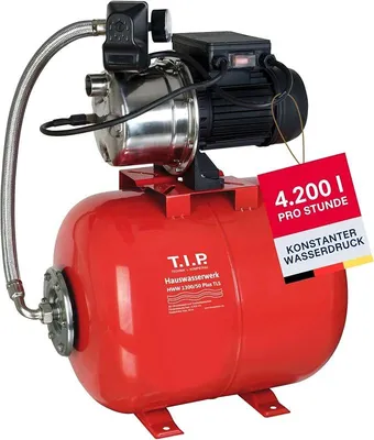 Produktbild von Hauswasserwerk 50L mit Trockenlaufschutz Stahl-Druckkessel und Edelstahl Pumpengehäuse - 4200 l/h 50 m Förderhöhe 5.0 bar Druck 1200W, HWW 1300/50 Plus TLS, 31311