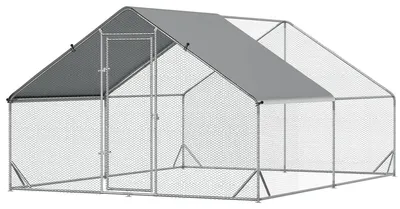 Produktbild von PawHut Hühnerstall Freilaufgehege XXL mit Schatten Dach Stahl 3 x 4 x 2 m