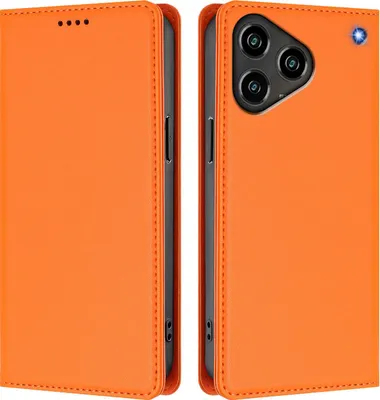 Image de Étui en cuir pour ZTE Blade A76 4G, étui à rabat magnétique en cuirPolyuréthaneavec support, orange