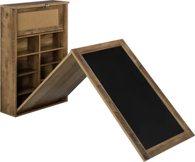 Produktbild von [en.casa] Klappschreibtisch Schreibtisch zum Ausklappen Wandklapptisch mit Tafel und Pinnwand Holzfarben