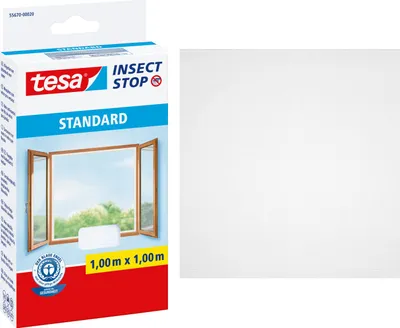 Produktbild von tesa Fliegengitter Standard Insektenschutz Fenster ohne Bohren weiß 1 x 1 m
