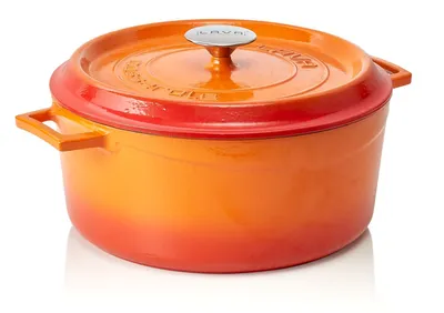 Produktbild von LAVA Kochtopf mit Deckel aus emailliertem Gusseisen Orange mit 6,7 Liter