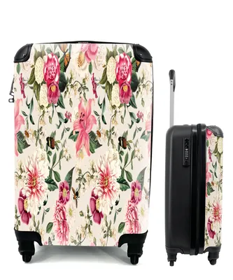 Produktbild von MuchoWow® Koffer Handgepäck Trolley Rollkoffer Kleine Reisekoffer mit 4 Rollen - Blumen - Lilie - Rosa - Muster - Cabin Size < 55x40x23 cm & 55x40x20 cm - Fotokoffer - Kabinenkoffer - Boardgepäck - Reise-Box - Reisekoffer - Reisegepäck - Koffer mit Bild - Trolley für Kinder