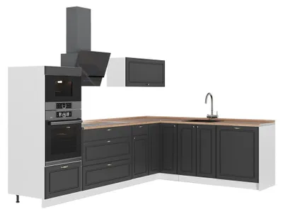 Obrázok produktu pre Rohová kuchyňa Vicco Fame-Line Antracitovo-zlatý vidiecky dom/biely 287 x 207 cm, AP Oak, Model 63522