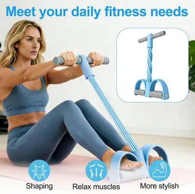 Imagen del producto de Bandas de resistencia para fitness, con 6 bandas, pedales y agarres, versátiles, ideales para yoga y pilates