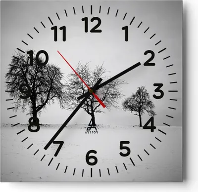 Produktbild von Wanduhr - Quadrat - Glasuhr - Winter Bäume Schnee - 40x40cm - Schleichendes Uhrwerk - Lautlos - zum Aufhängen bereit - Dekoration Modern - Wanddekoration aus Glas - C4AC40x40-4958