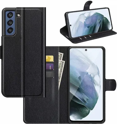 Produktbild von Für Samsung Galaxy S21 FE Handy Tasche Schwarz Etuis Kunst-Leder Cover Hülle Neu