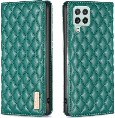 Produktbild von Galaxy A22 4G Hülle, Elegant Bookstyle Flip Leder Kartenfächer Schutzhülle mit Ständer für Samsung Galaxy A22 4G Grün