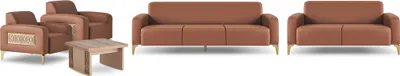 Produktbild von Sofa-Set 3-Sitzer 2-Sitzer Sessel Couchtisch Braun Modern Ledersofas