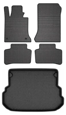 Image de Tapis en caoutchouc + bac de coffre pour Mercedes-Benz GLK X204 2009- (coffre standard, 5 portes) – 5 pièces, noirs, sur mesure