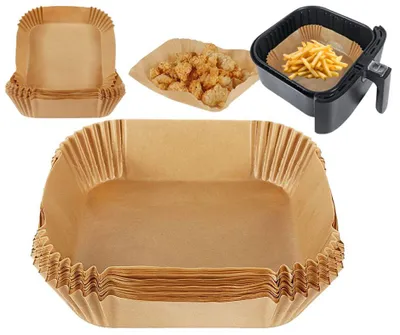 Produktbild von 50x Air Fryer Backpapier 20x20 cm Heißluftfritteuse Einweg Backpapier Antihaft Papiereinlagen