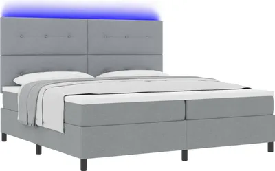 Image de vidaXL Lit boxspring avec matelas gris clair 200 x 200 cm Tissu