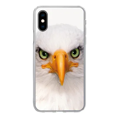 Produktbild von MuchoWow® Handyhülle Schutzhülle Hülle für iPhone X Jungen - Adler - Amerikanischer Weißkopfseeadler - Vogel - Porträt - Schnabel - Augen Silikon Softcase Handy Hülle - Handyhülle