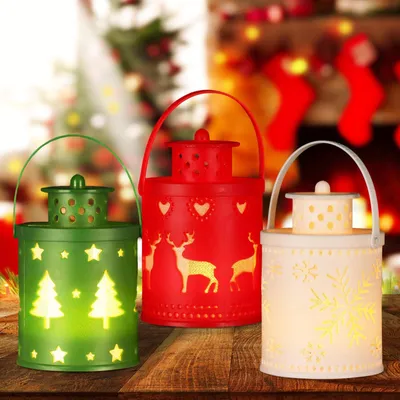 3 Weihnachtslampen mit warmweißem LED-Licht, Deko für drinnen
