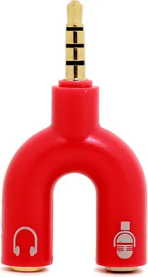 Imagen del producto de Adaptador de audio de 3,5 mm, divisor en forma de U, 1 a 2, para auriculares móviles. Color: rojo