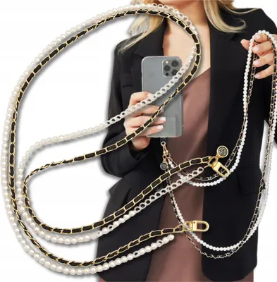 Immagine prodotto di EDIBAZZAR | Cordino per cellulare, chiavi, perline, doppio, lungo, bianco