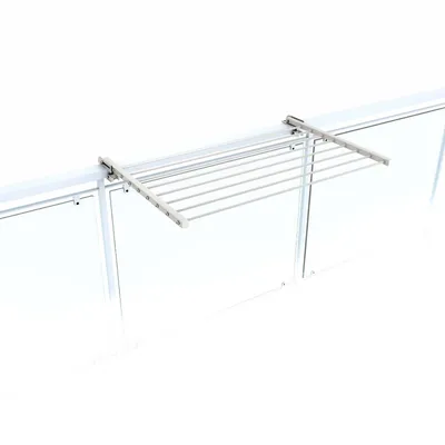 Produktbild von Wäscheständer Balkon, Balkonwäschetrockner, klappbare Außenwäscheleine aus rostfreiem Stahl und Aluminium - Foxydry Duo Weiß 82 cm