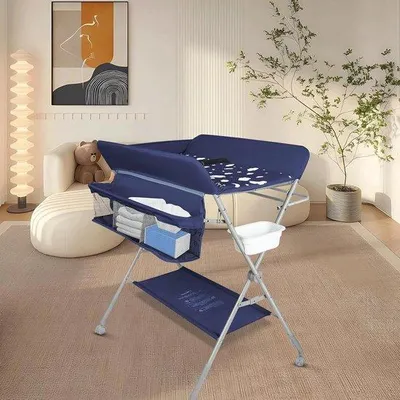 Productafbeelding van Opvouwbare Luiertafel - Baby Verzorgingstafel - Baby Verschonen - Met Veiligheidsgordel - 80 x 58 x 90 cm - Blauw