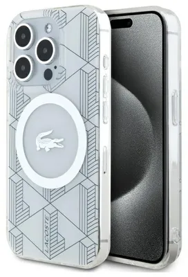 Zdjęcie produktu dla Etui Lacoste Blend Monogram MagSafe do iPhone 15 Pro beżowy