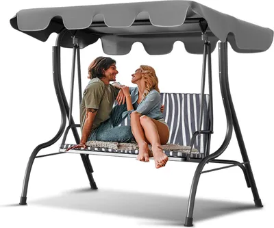 Produktbild von Faziango Sonnendach Ersatzdach Universal Hollywoodschaukel 3 Sitzer Ersatz Bezug Sonnendach Schaukel Dach Plane Anthrazit 210x145cm