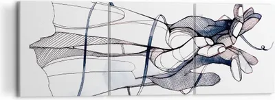 Produktbild von Bild auf Leinwand - Leinwandbild - 3 Teile - Hände Surrealismus Grafik - 120x40cm - Wand Bild - Wanddeko - Wandbilder - Leinwanddruck - Bilder - Wanddekoration - Leinwand bilder - CA120x40-4447