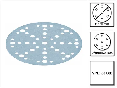 Productafbeelding van Festool STF D150/48 Slijpschijven granaat P60 150 mm 50 st. ( 575161 ) voor RO 150, ES 150, ETS 150, ETS EC 150, LEX 150, WTS 150, HSK-D 150