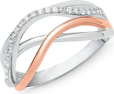 Produktbild von Bicolorer Ring aus 925er Silber mit Zirkonia SR0393 (Größe: 54mm)