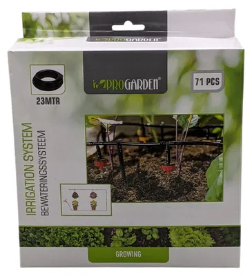 Produktbild von ProGarden Micro-Drip Bewässerungssystem 71-teilig inkl. 23m Tropfschlauch – Komplettset für Garten & Gewächshaus