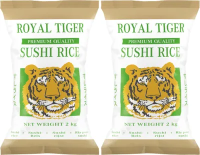 Produktbild von Royal Tiger Sushireis, 2x 2kg, Reis für Sushi, Risottoreis, Rundkornreis