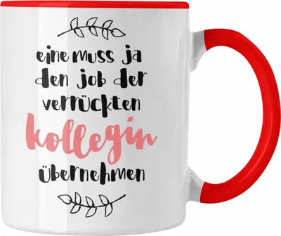Produktbild von Trendation - Verrückte Kollegin Tasse Geschenk Familie Lustiger Spruch Geschenkidee für beste Kollegin Geburtstag (Rot)
