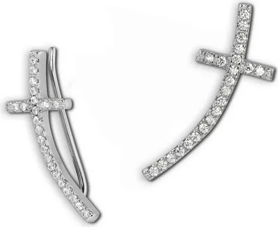 Produktbild von SilberDream weiß Ohrringe Ear Cuff Kreuz Zirkonia 925 Silber Ohrklemmen GSO467W