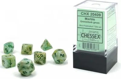 Produktbild von Chessex - Marble - Mini 7-Die Set - Green/Dark Green