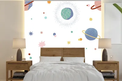 Produktbild von MuchoWow® Fototapete für Wohnzimmer oder Schlafzimmer Wandtapete Vinyl Motivtapete Weltraum - Sterne - Kinder - 300x300 cm - Wanddekoration