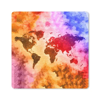 Produktbild von MuchoWow® Mauspad Mousepad Weltkarte - Farben - Abstrakt 20x20 cm - Mousepads - Maus Mat - Pad - Mausunterlage - Desk Mat - Bureauartikeln