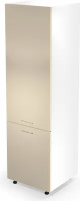 Produktbild von Halmar Küchenschrank auf dem eingebauten Kühlschrank Vento DL-60/214 - weiß / beige Hochglanz