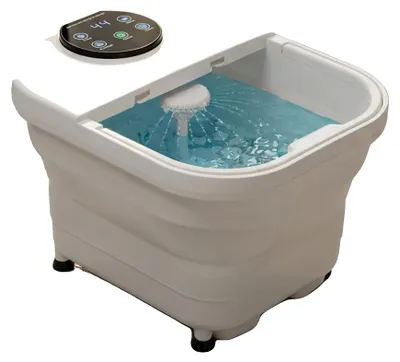 Image de Appareil de massage pour les pieds, hydromassage, aromathérapie, température jusqu'à 48 °C, design compact, alimentation : courant continu