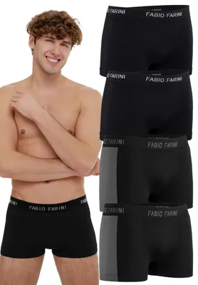 Produktbild von Fabio Farini - 4 Stück Herren Unterhosen - Männer Retroshorts aus weicher Microfaser im sportlichen Look mit Logoschriftzug