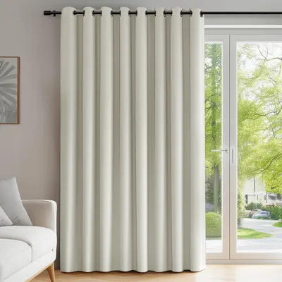 Produktbild von Ösen Gardinen für Wohnzimmer und Schlafzimmer, Verdunkelung, 242x254 cm, Hellbeige, 1 Stück
