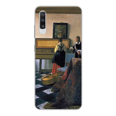 Produktbild von MuchoWow® Handyhülle Schutzhülle Hülle für Samsung Galaxy A70 Die Musikstunde - Johannes Vermeer Silikon Softcase Handy Hülle - Schutzhaube