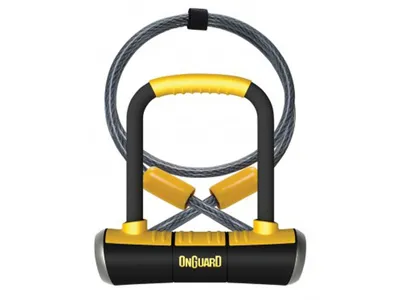 Zdjęcie produktu dla OnGuard 8008 U-lock Pitbull Mini DT 90 x 140 mm, Ø 14 mm, z kablem i uchwytem, czarny/żółty